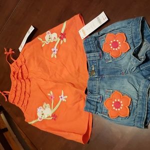 Gymboree girls size 2T top and denim shorts. 2 piece set New with tags.